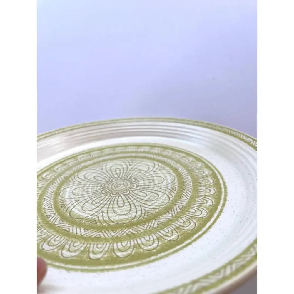 Vintage Franciscan Hacienda Green Earthenware Salad Plates Pair MCM Retro Design